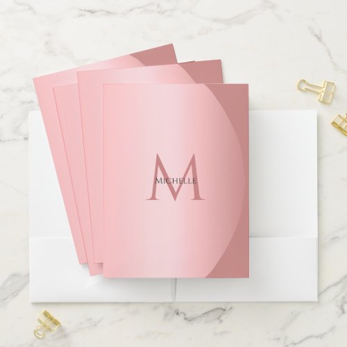 Rose Gold Template Modern Elegant Monogram Pocket Folder