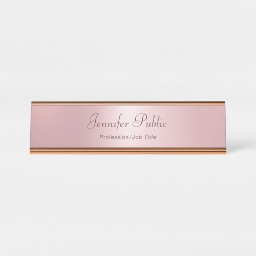 Rose Gold Template Modern Elegant Professional Desk Name Plate