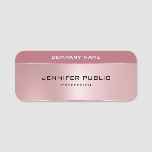 Rose Gold Template Modern Glamour Rectangle Name Tag