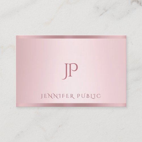 Rose Gold Template Modern Minimalist Monogrammed Business Card