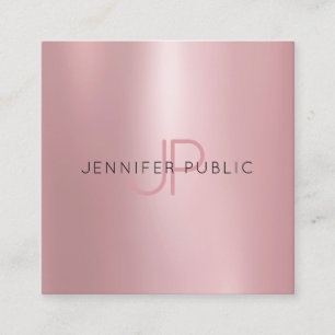 Rose Gold Template Monogram Trendy Modern Elegant Square Business Card