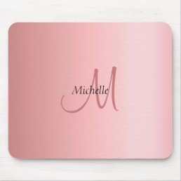 Rose Gold Template Trendy Monogram Elegant Mouse Pad