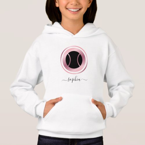 Rose Gold Tennis Ball Kids Players Name Pretty  Hoodie