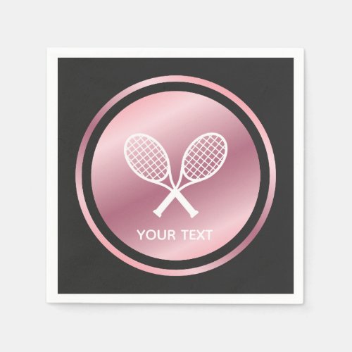 Rose Gold Tennis Rackets Girls Sport Custom Text   Napkins