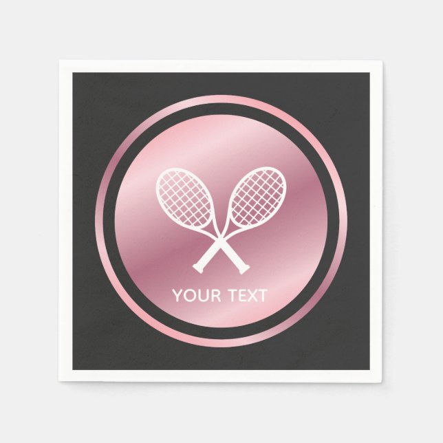 Rose Gold Tennis Rackets Girls Sport Custom Text   Napkins (Front)