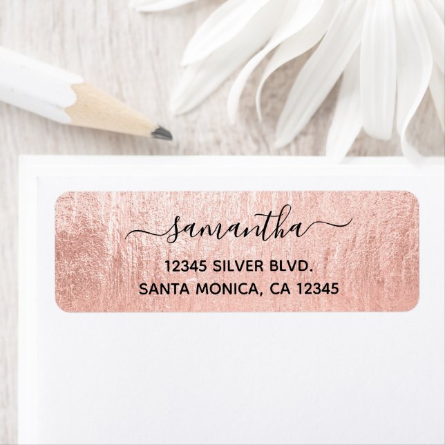 Rose Gold Texture Signature Name Label (Insitu)