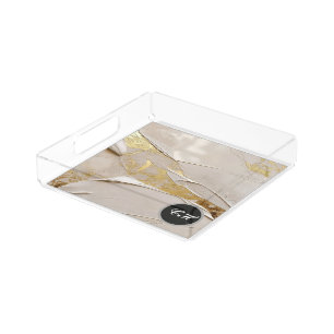 Rose Gold Textured Plaster Abstract Acrylic Tray