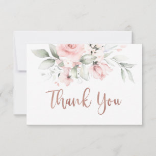 Rose gold thank you card, blush pink note card