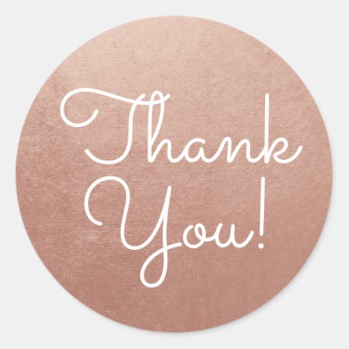 Rose Gold Thank You Classic Round Sticker