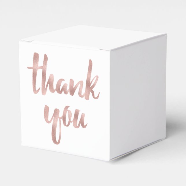 Rose gold thank you favor boxes, foil font boxes (Front Side)