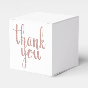 Rose gold thank you favor boxes, glitter favor boxes
