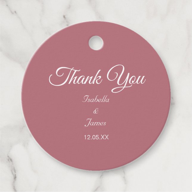 Rose Gold Thank You Favor Tags (Front)