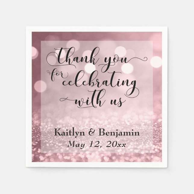 Rose Gold Thank You for Celebrating with Us! Napkins (Front)