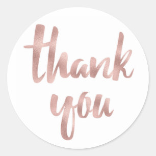Rose gold thank you stickers