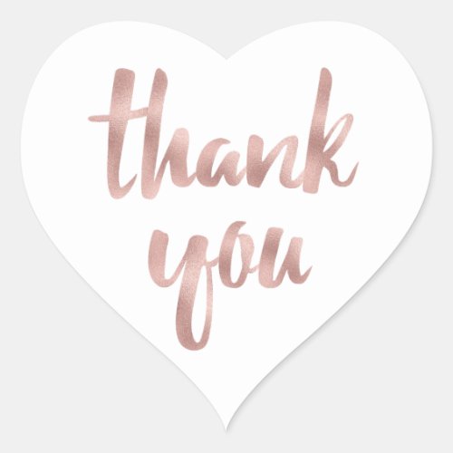 Rose gold thank you stickers heart small heart sticker