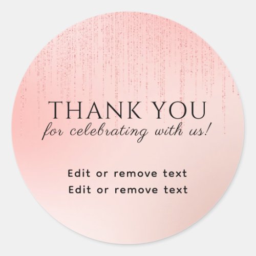 Rose Gold Thank You Welcome Congratulations Classic Round Sticker