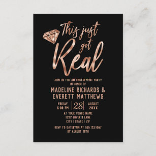 Black Background Engagement Party Invitations & Templates | Zazzle