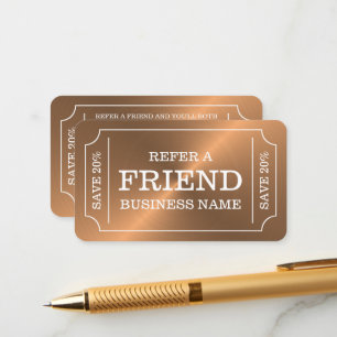 Rose Gold Ticket Style Referral Card