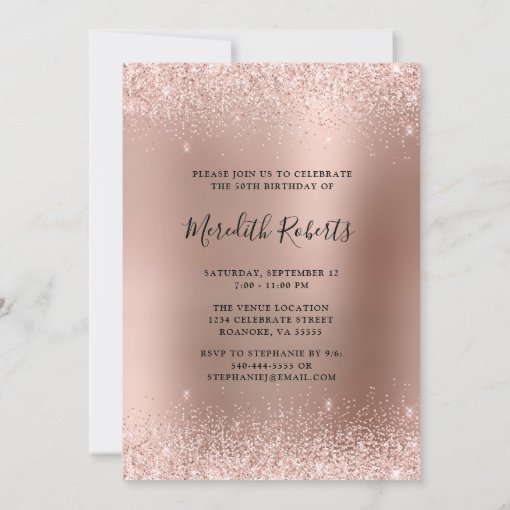 Rose Gold Toast of the Bubbly 50th Birthday Invitation | Zazzle