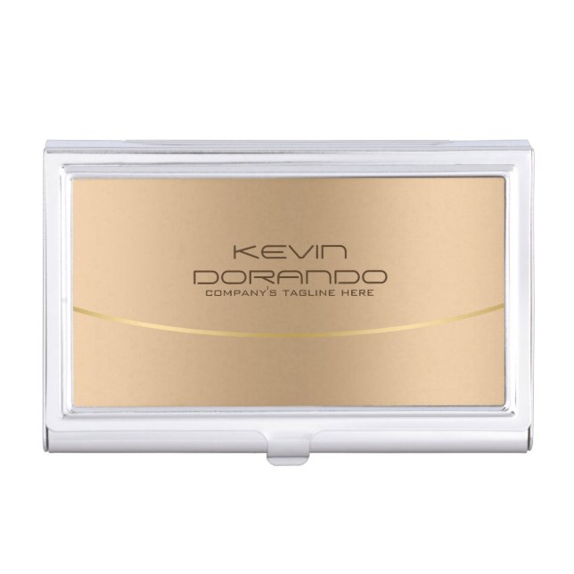 Rose-Gold Tones Background With Metallic Look Business Card Case (Front)