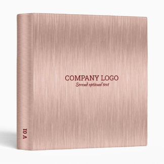 Rose-gold tones brushed aluminum metallic texture 3 ring binder