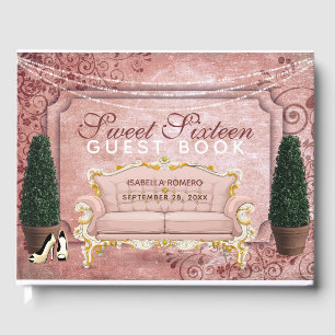 Rose Gold Topiary Garden Sweet Sixteen Birthday Guest Book