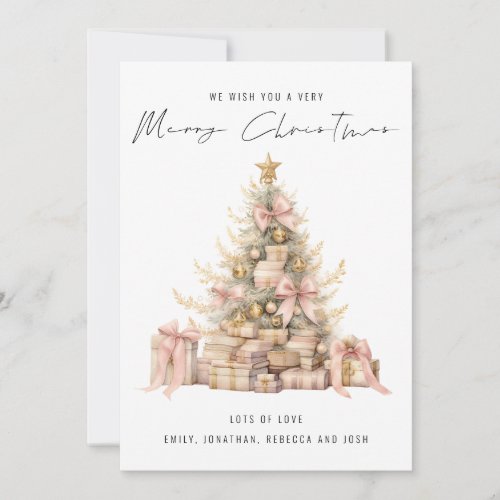 Rose Gold Tree 2025 Calendar Merry Christmas Holiday Card