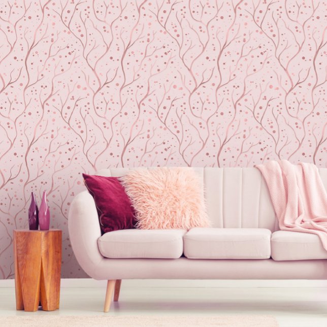 Rose Gold Tree Branches  - customize background Wallpaper (Creator Uploaded)