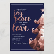 Rose Gold Tree Business Holiday Card