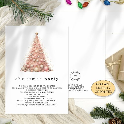 Rose Gold Tree Company Logo Christmas Party  Invitation