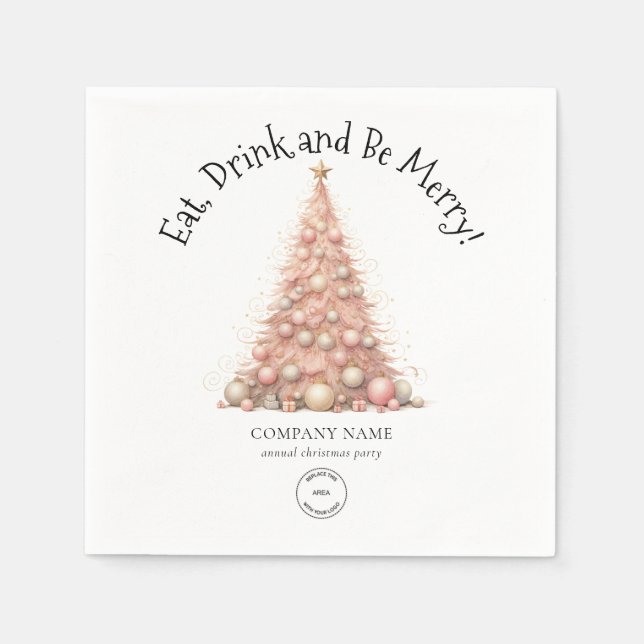 Rose Gold Tree Company Logo Christmas Party Napkins (Front)