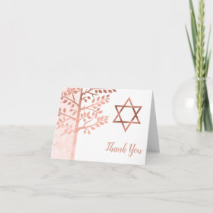 Rose Gold Tree of Life Bat Mitzvah Thank You