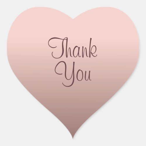 Rose Gold Trend Color Template Thank You Text Heart Sticker