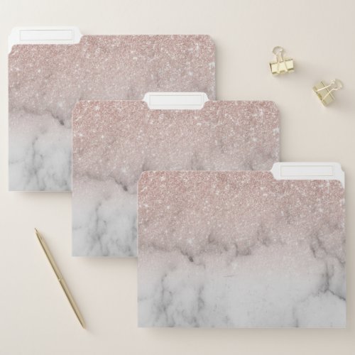 Rose Gold Trendy Elegant Marble Stone File Folder