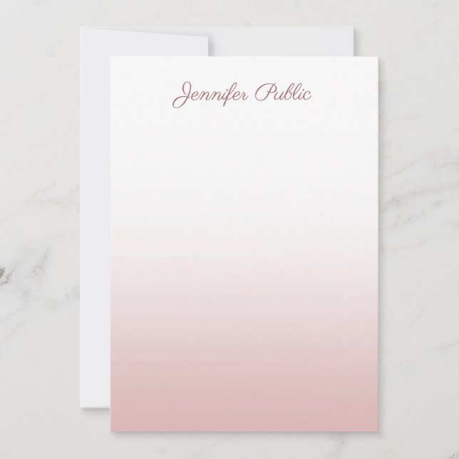 Rose Gold Trendy Template Calligraphed Script Name (Front)