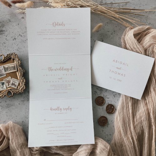 Rose Gold Trifold Letter Fold The Wedding of