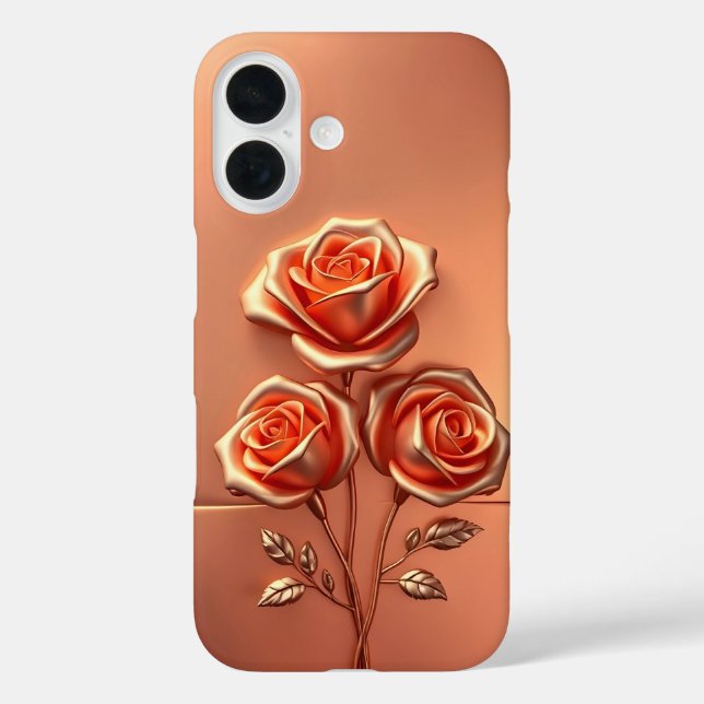 Rose Gold Trio Flowers iPhone Case (Back)