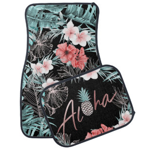 Rose Gold Tropical Botanical Island Paradise Aloha Car Floor Mat