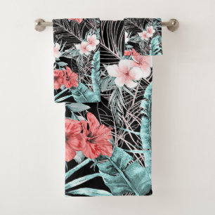Rose Gold Tropical Botanical Island Paradise Chic Bath Towel Set