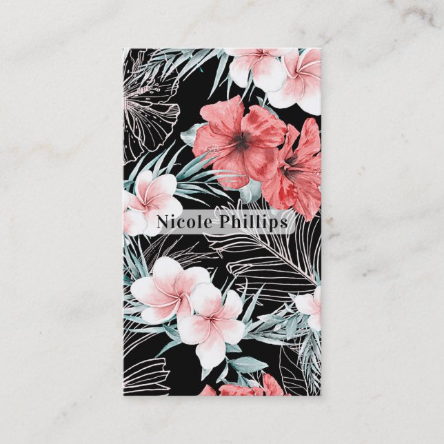 Rose Gold Tropical Botanical Island Paradise Chic Business Card (Front)