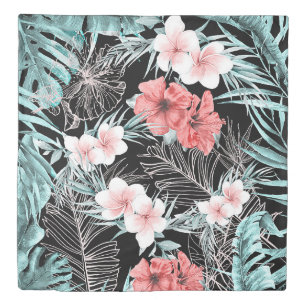Rose Gold Tropical Botanical Island Paradise Chic Duvet Cover