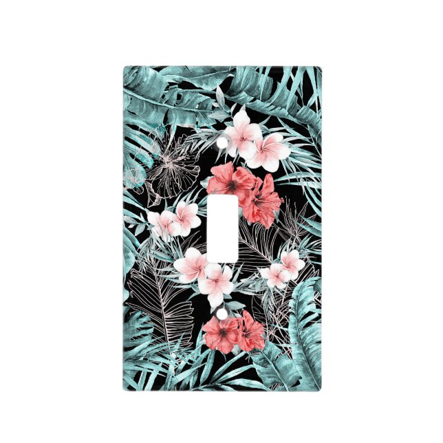 Rose Gold Tropical Botanical Island Paradise Chic Light Switch Cover (Front)