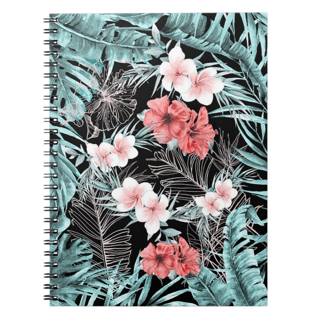 Rose Gold Tropical Botanical Island Paradise Chic Notebook (Front)