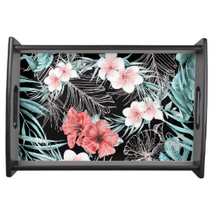 Rose Gold Tropical Botanical Island Paradise Chic Serving Tray