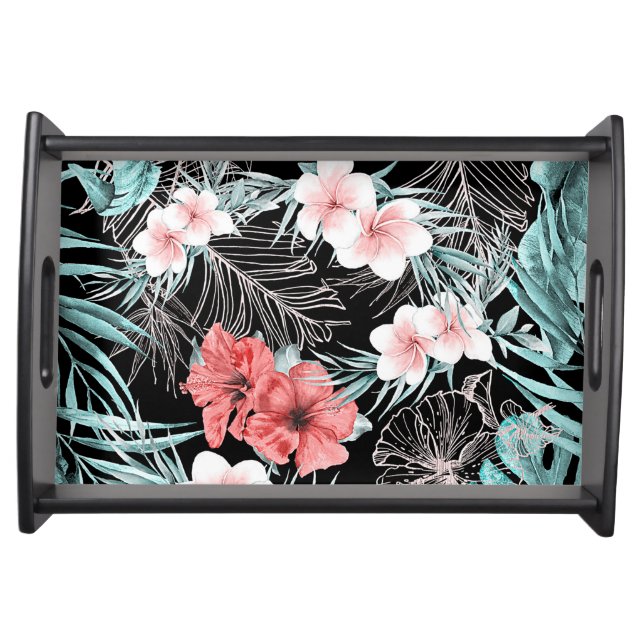 Rose Gold Tropical Botanical Island Paradise Chic Serving Tray (Front)
