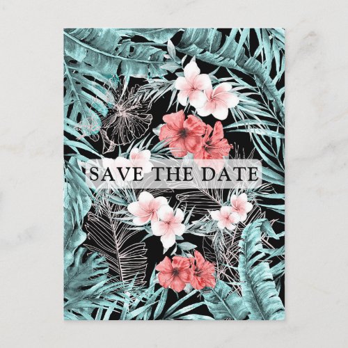 Rose Gold Tropical Elegant Botanical Save the Date Announcement Postcard