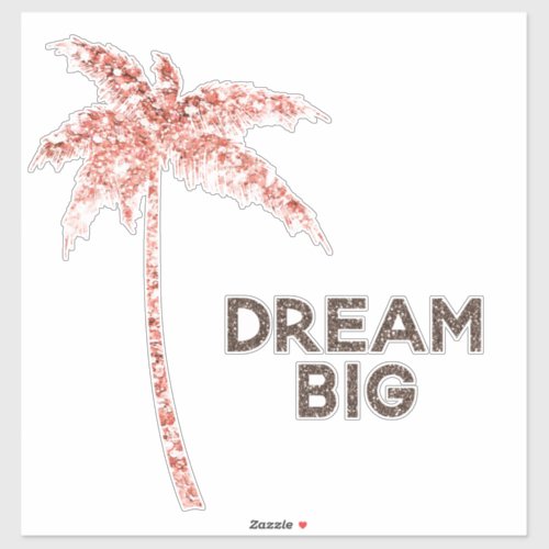 Rose Gold Tropical Glitter Palm Tree Dream Sticker