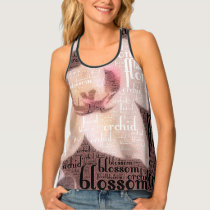 Rose Gold Tropical Orchid Floral Blossom Collage Tank Top