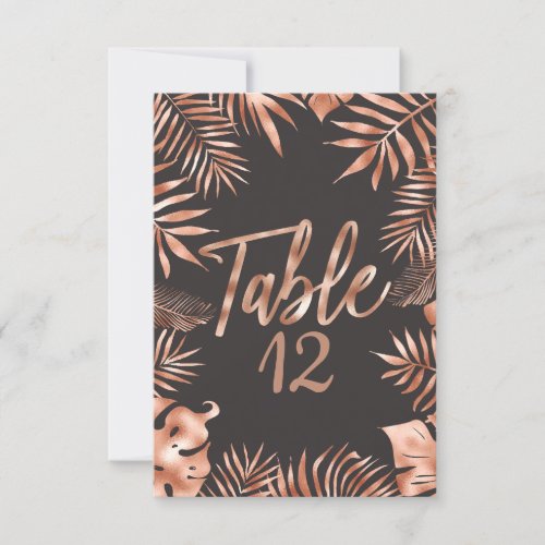 Rose Gold Tropical Palm Leaf Table Number Seating