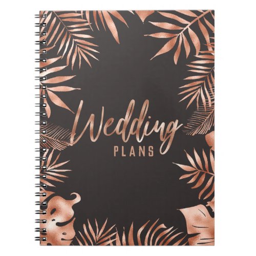 Rose Gold Tropical Palm Leaves Wedding Planner Notebook